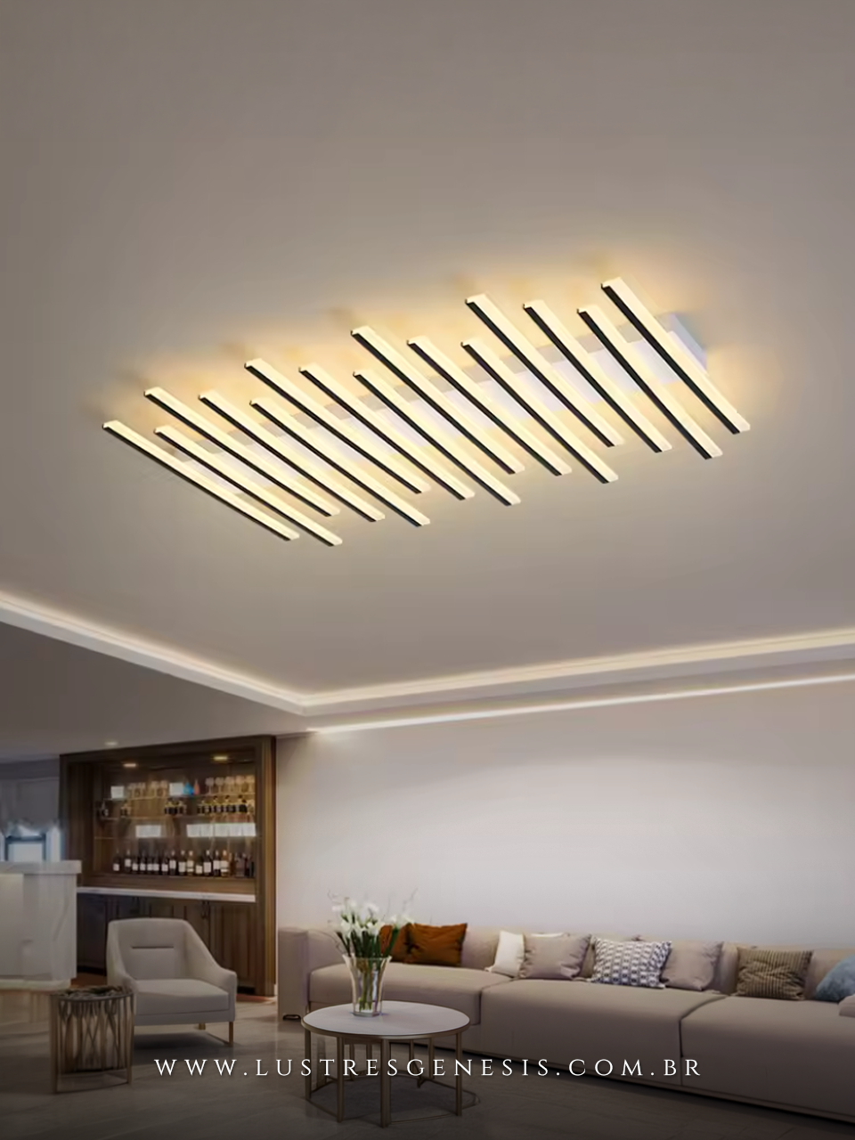 Lustre Plafon LED Luna 3000K Iluminação Residencial Premium